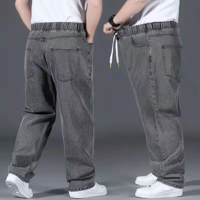 Oversize Loose Jeans denim pants denim trousers 10XL Men's Clothing Elastic Waist Denim Pants Plus Size 48 Cotton Straight Denim Trousers Mens Streetwear