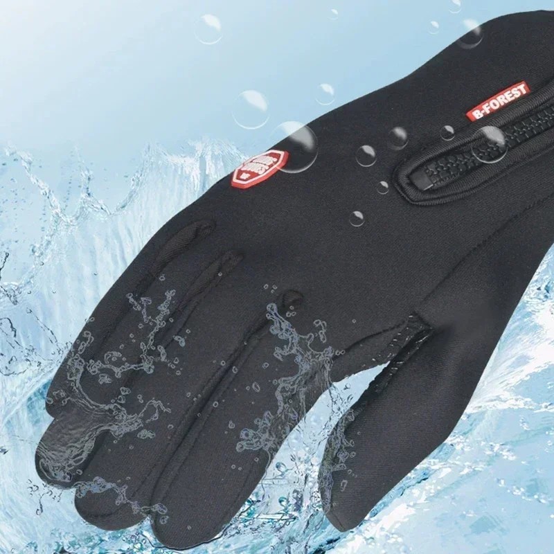 Winter Gloves For Men Waterproof Windproof Cold Gloves Snowboard Motorcycle Riding Driving Warm Touchscreen Zipper Glove 3