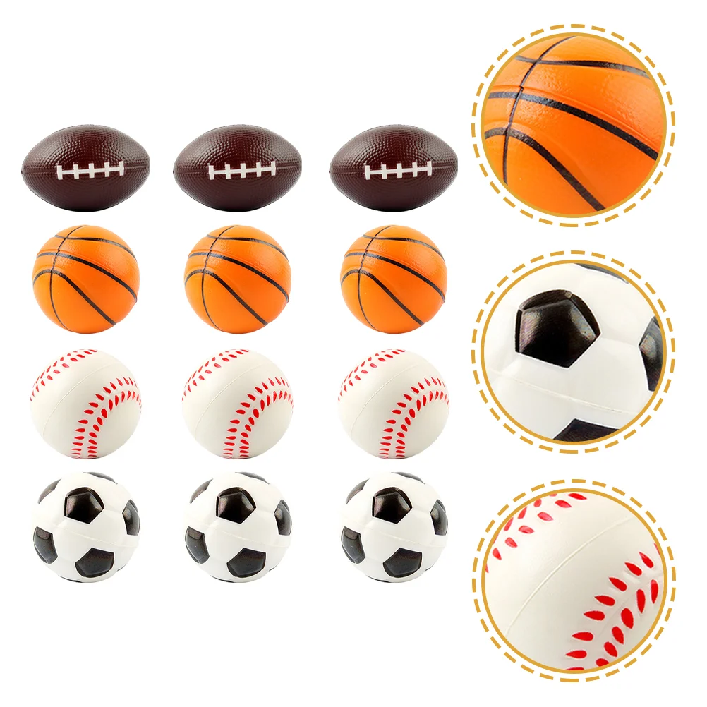 

12 Pcs Stress Ball Decompression Toys Sports Fan Gift Basketball Office Squeeze