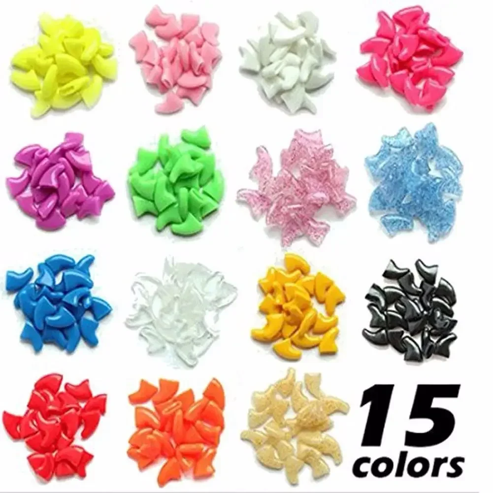 Lovely 20pcs Silicone Soft Cat Nail Caps Cat Nail Covers Pet Claw Paws Caps Adhesive Glue Animal Protection 2