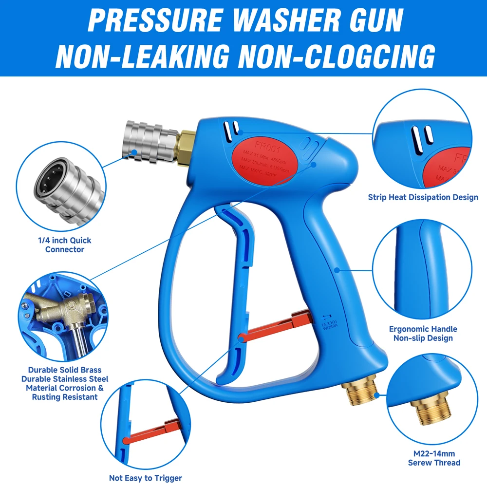 Car Cleaning Hose Connector Karcher Nilfisk Parkside Bosch Lavor STIHL M22-14 Quick Connect Foam Gun Water Gun Pressure Washer