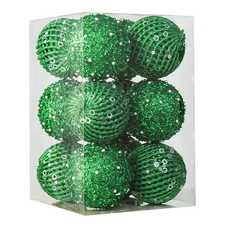 thumbnail image 1 of Juego de 6/12 adornos para árbol de Navidad de 8 cm para fiestas, bodas, regalos de Año Nuevo, adornos para árbol de Navidad de color rosa, 1 of 5