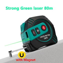 Rechargeable 2 - in - 1 Multifunctional Green Laser Distance & Tape Measure (Laser 262FT 5m tape)