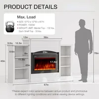 Electric Fireplace with 67" Mantel, Fireplace TV Stand with Storage Shelves, 23'' Multifunctional Fire Places Insert Heater. 2