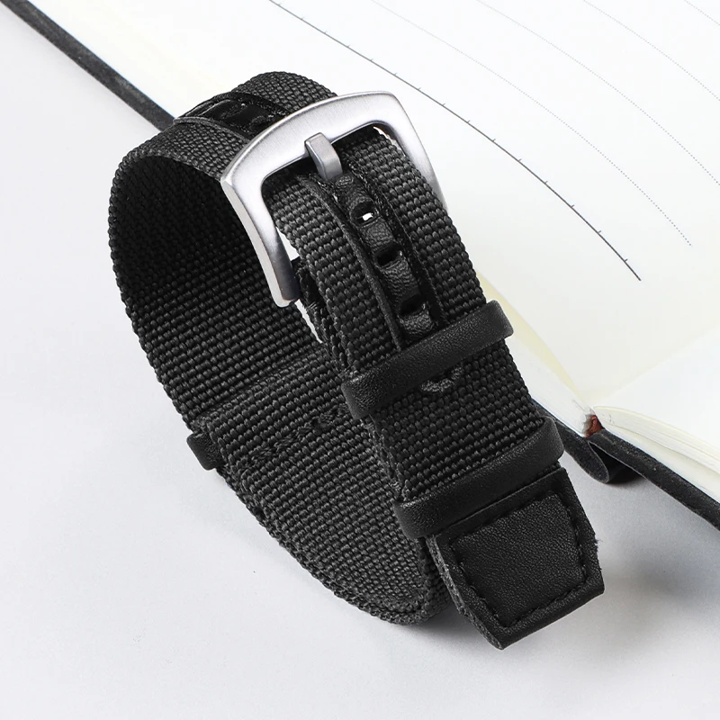 Versatile Green & Grey Nylon Leather Watch Strap - 20mm/22mm - Unisex Sporty Soft Bracelet