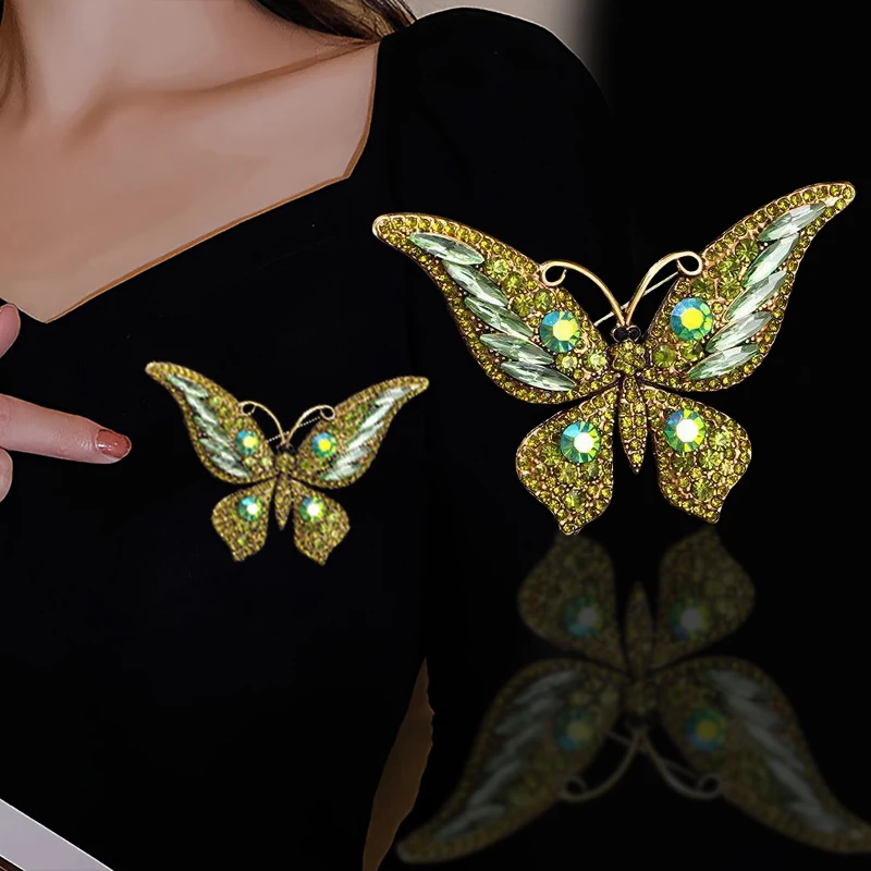 Colorful Butterfly Rhinestone Brooches For Women Shiny Crystal Lapel Pin Trendy Clothing Accessory Jewelry Wedding Party Gifts