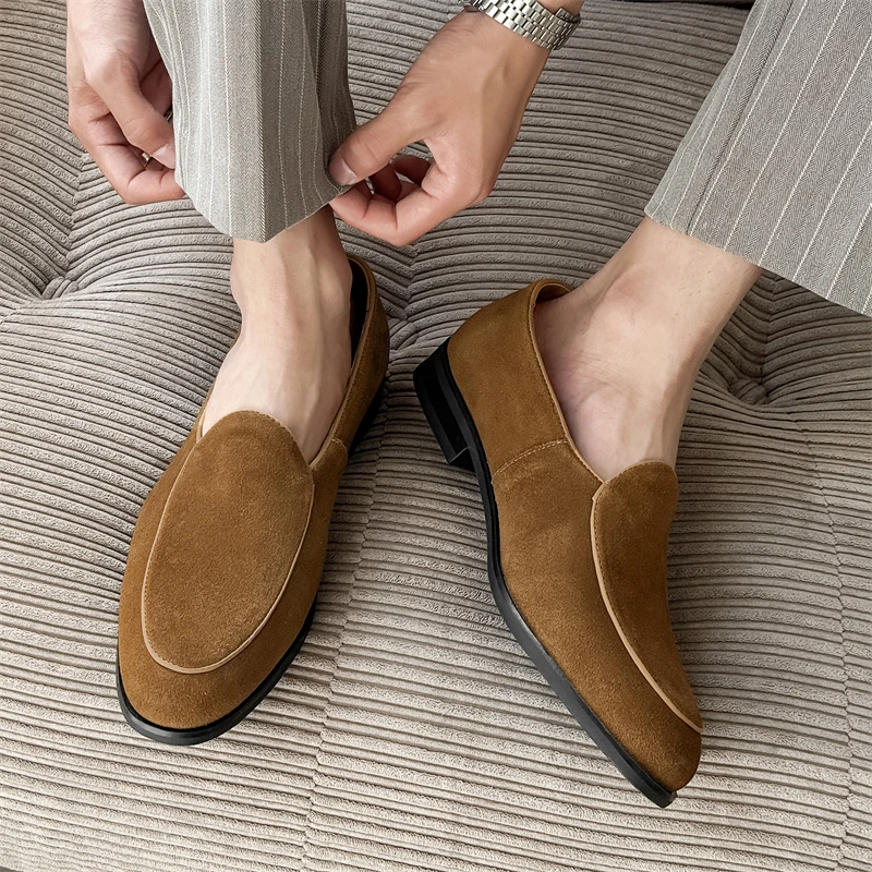 Mocasines puntiagudos de gamuza cómodos de marca a la moda para