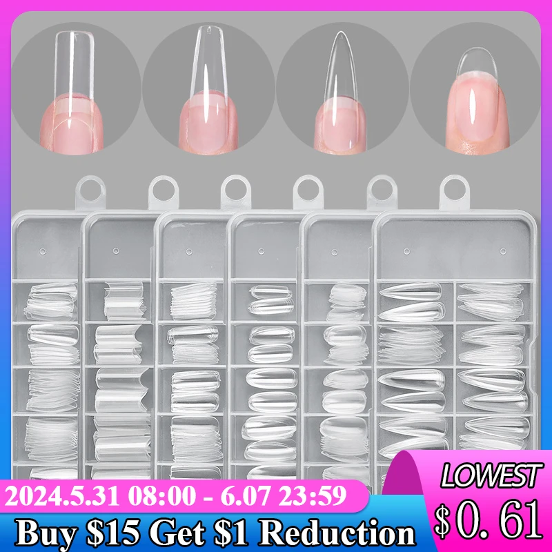 Nail Art Press on False Nails Fake Nails Coffin Gel Nails Extension System Full Cover Short Nail Soft Gel Tips Accessories Tool
