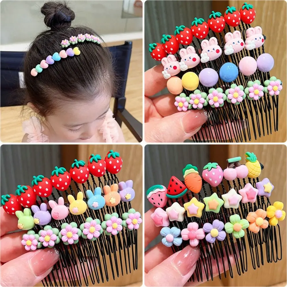 Geometric Cartoon Fruit Hair Comb Hair Wear Fixed Combs Teetheed Headband Extra Hair Holder Teeth Children Hair Band Headwear