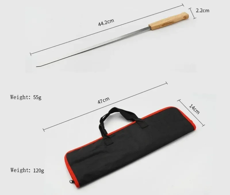 Description Picture 3 of item6/8pcs Kabab Koobideh Skewers 17 Inch Stainless Steel Grilling BBQ Skewer Reusable Barbecue Skewers Flat Stick with Wood Handle