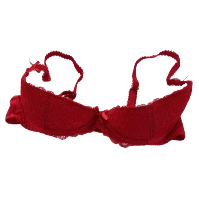 Women's Lace Shelf Bra with Satins Bows Detail,Adjustable Straps Padded Push Up Bra Sex Underwire Bralette Brassiere