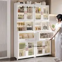 ตู้เก็บของในครัวสไตล์นอร์ดิกมินิมอล ตู้เก็บของในครัวสำหรับเตาอบ ตู้เก็บของในครัวสำหรับเครื่องใช้ในครัว ตู้ไมโครเวฟแบบตั้งพื้น 4