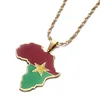 Africa Burkina Faso Map Flag Pendant Necklace Gold Color Stainless Steel African Jewelry Gift 3