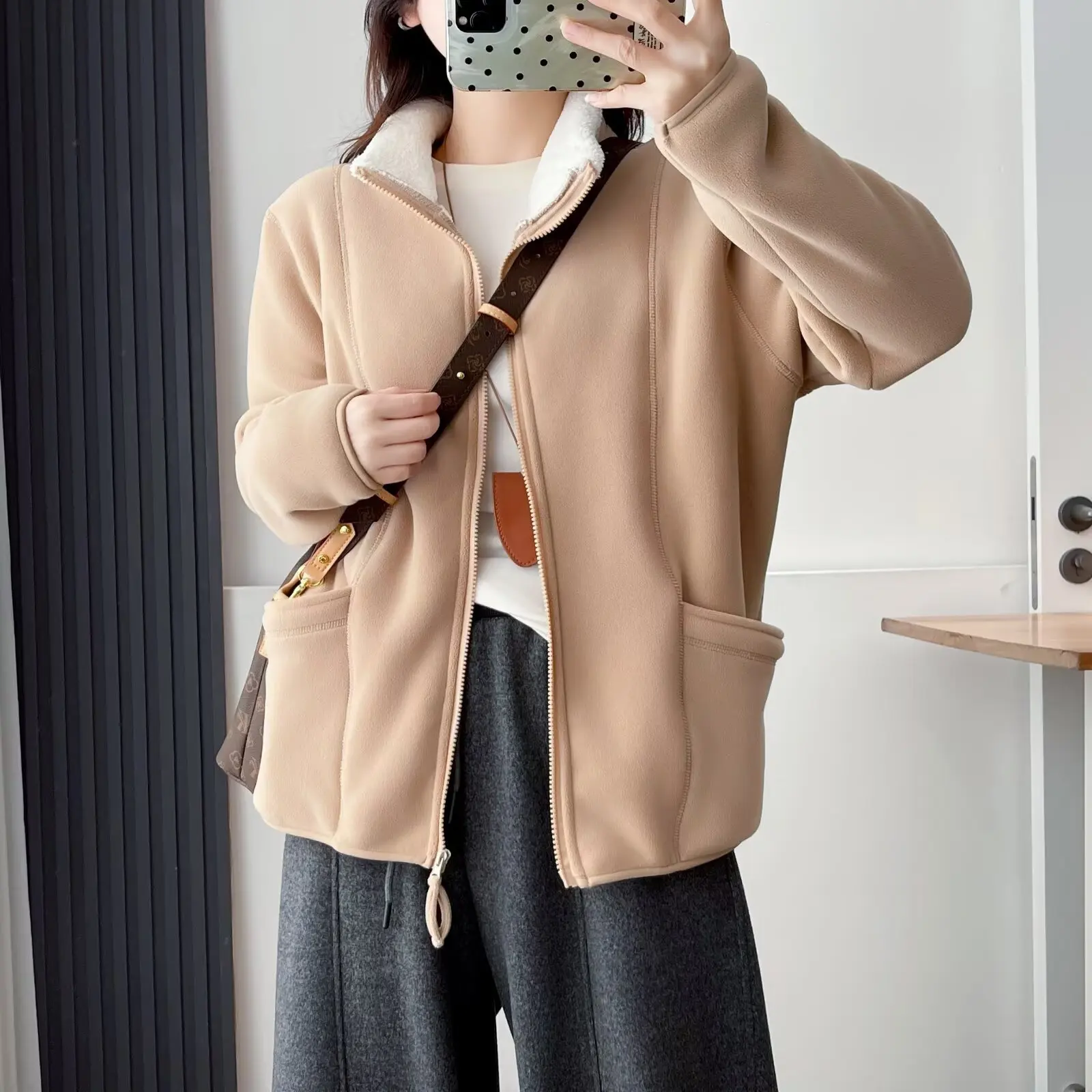 XXXXL Fashion Plus Size Women's Coat Winter Of 2025 New Casual Fleece Stand Up Collar Warm Zipper Jacket 9697