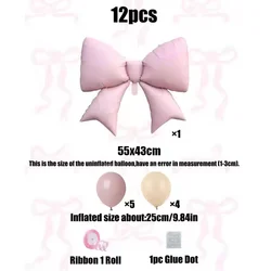 Elegant Pink Bow Decorative Balloons - Set of 12 for Weddings, Birthdays, and Pink - Themed Celebrations (12PCS)