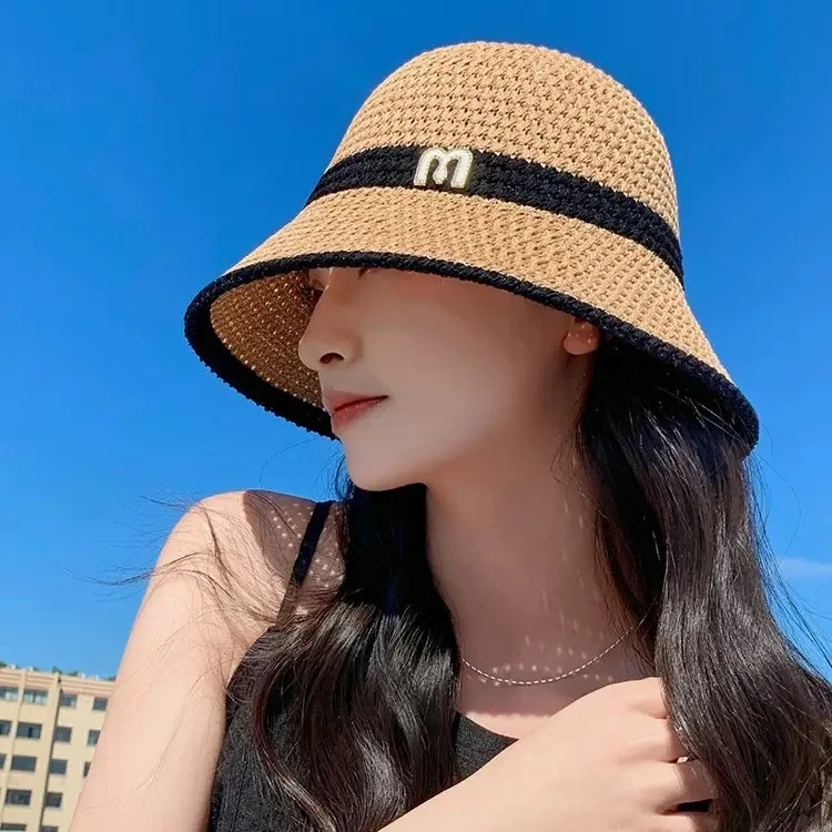 

Big Head Fisherman Hat Women's Summer Leisure Fashion Big Eaves UV Protection Sun Shading Straw Hat Korean Version Bucket Hat