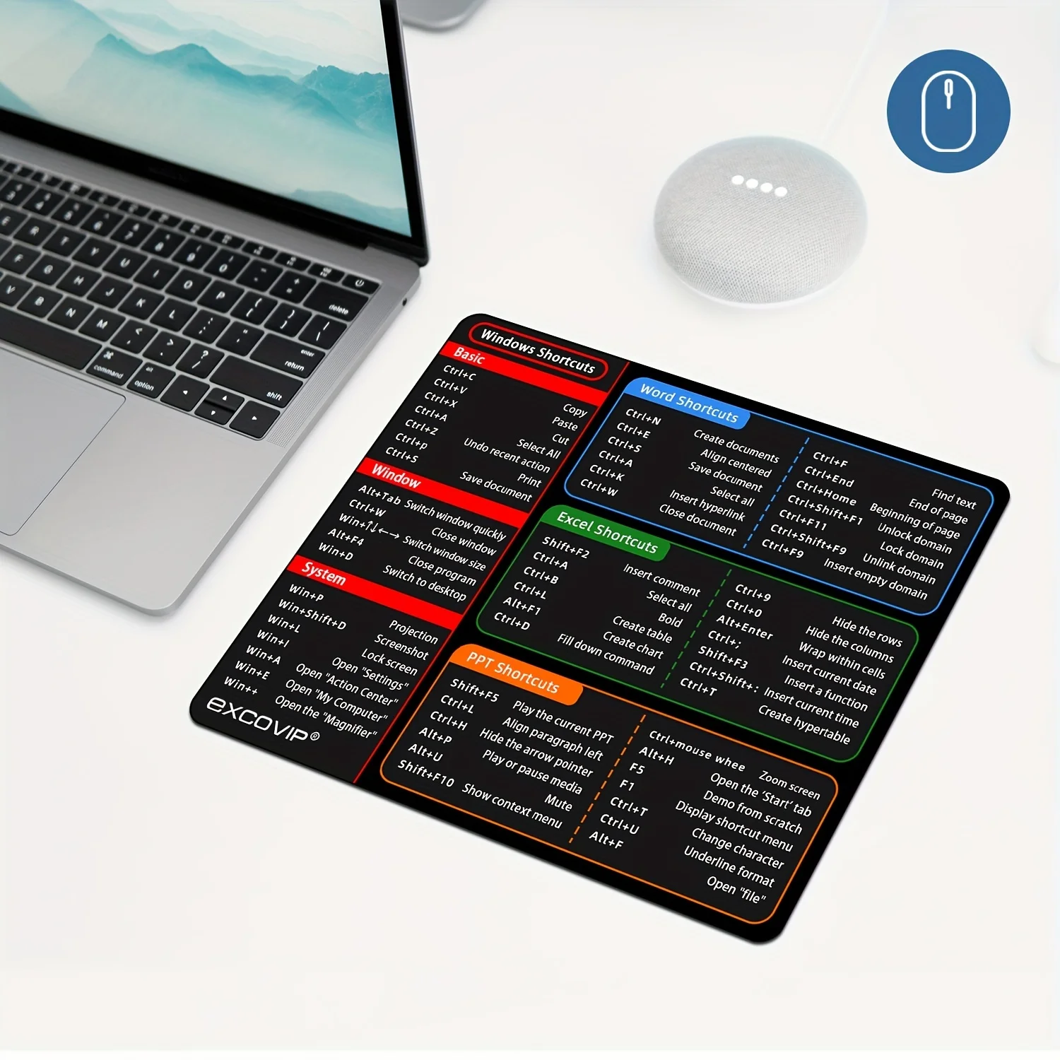 Windows Kısayol Mouse Pad Ofis Yazılımı Ofis Word Excel PPT Kısayol Küçük Mouse Pad veya Ofis Ev için Büyük Masa Pedi