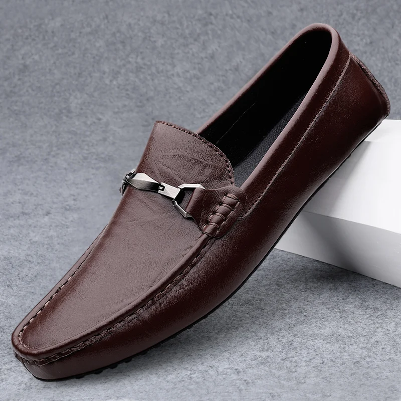 

Genuine Leather Men Shoes Classic Wedding Party Shoes Elegant Man Slip-on Loafers Versatile Driving Footwear Men Comfy Moccasins