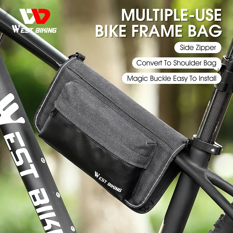 

WEST BIKING Bicycle Front Frame Bag Top Tube Pouch Pack Shoulder Phone Bag MTB Repair Tool Storage Pannier Cycling Accessories