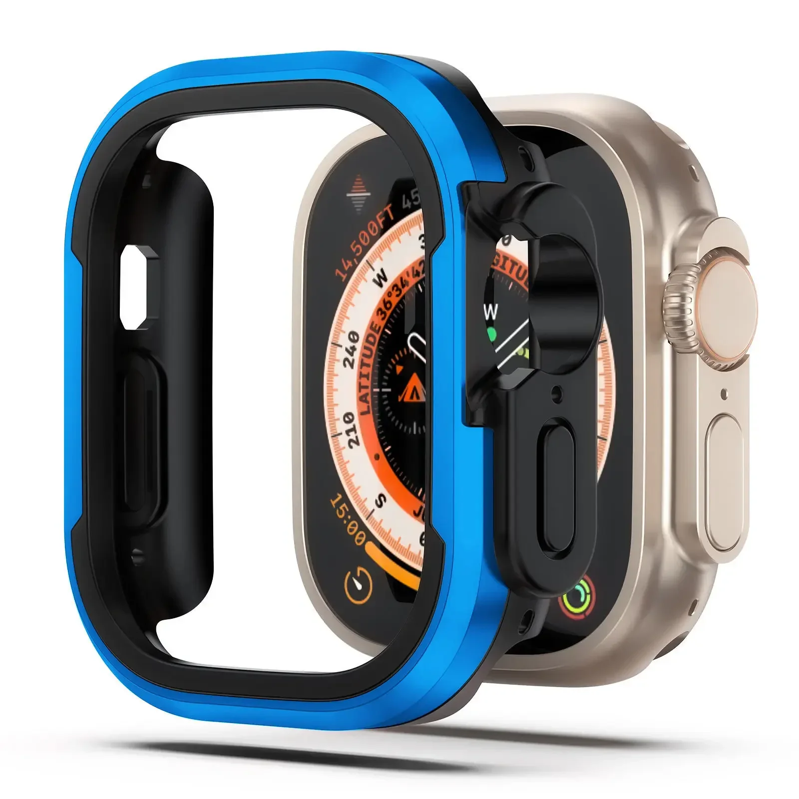 Premium Aluminum Alloy Apple Watch Case with Metal Frame & TPU Bumper Cover