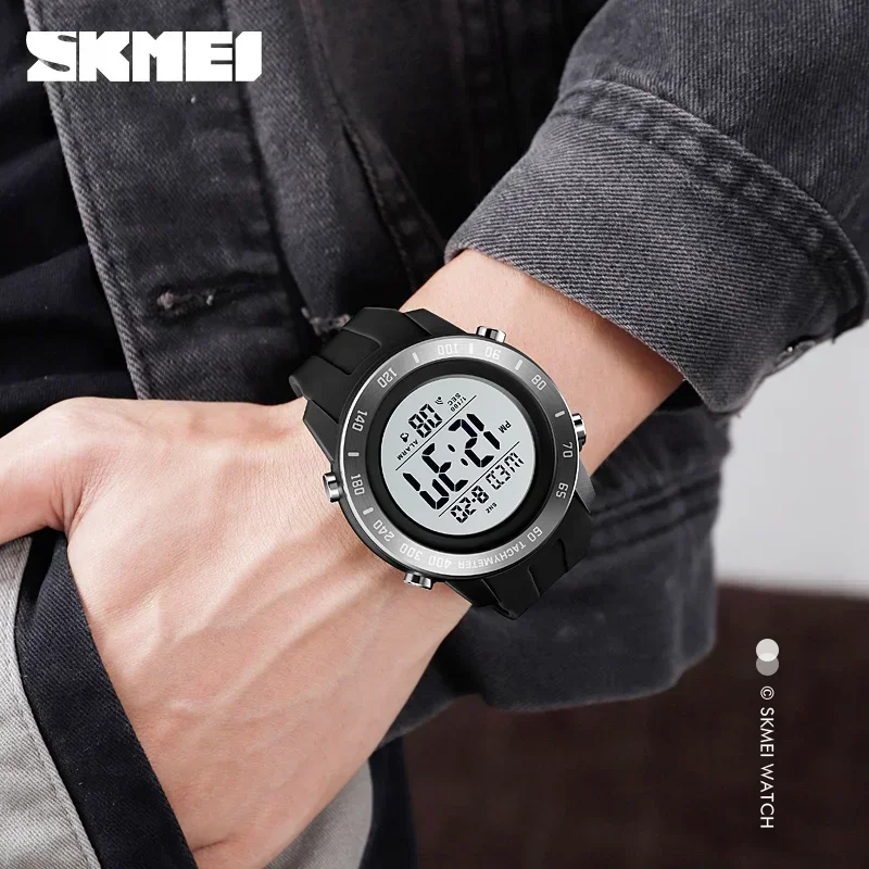

SKMEI 1524 2 Time LED Digital Wristwatches For Mens Waterproof Chrono Count Down Male Hour montre homme Big Dial Sport Men Watch