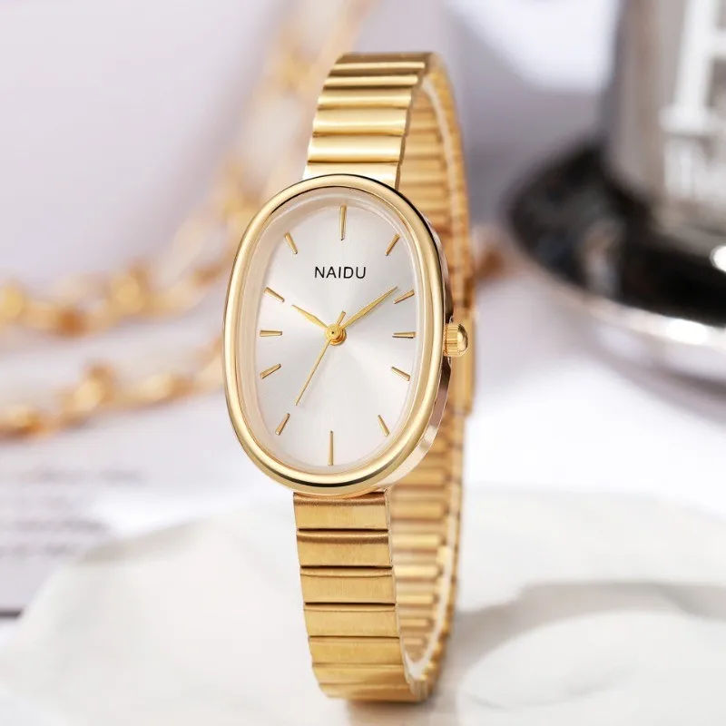 Fashion Ladies Watch ins Wind Premium Sense Oval Steel Belt Versatile Quartz Watch