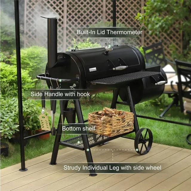 Heavy Duty Offset Smoker Grill 5