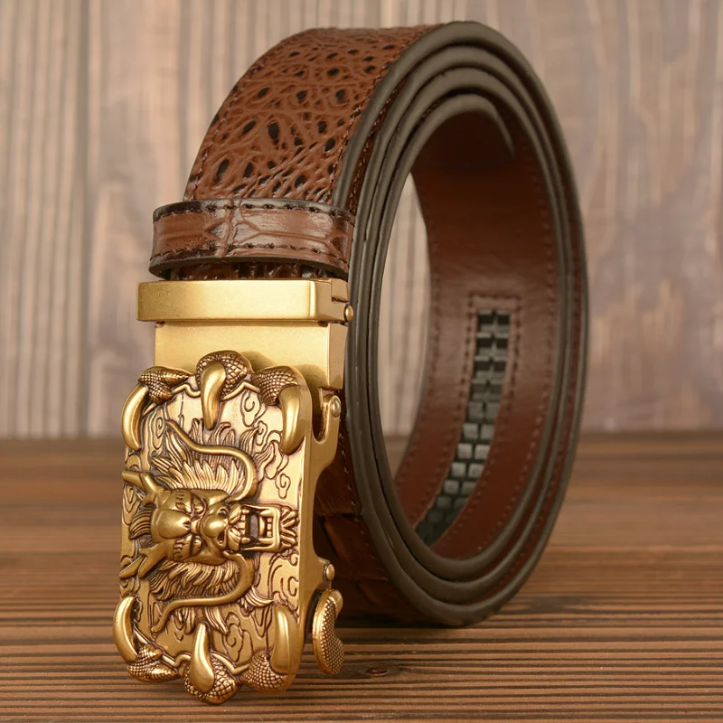 Ceinture En Cuir Véritable Pour Homme Grande Taille - Boucle Automatique Dorée, Style Travail, Neuve Avec étiquettes