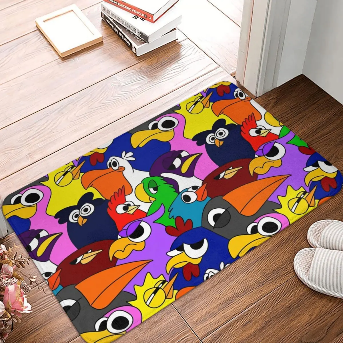 

Bath Non-Slip Carpet Colorful Flock Bird Flannel Mat Entrance Door Doormat Floor Decor Rug