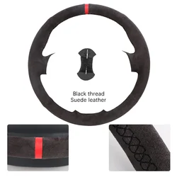 Customized Car Steering Wheel Braiding Cover - Premium Leather Wrap Accessory (C - Black thead)