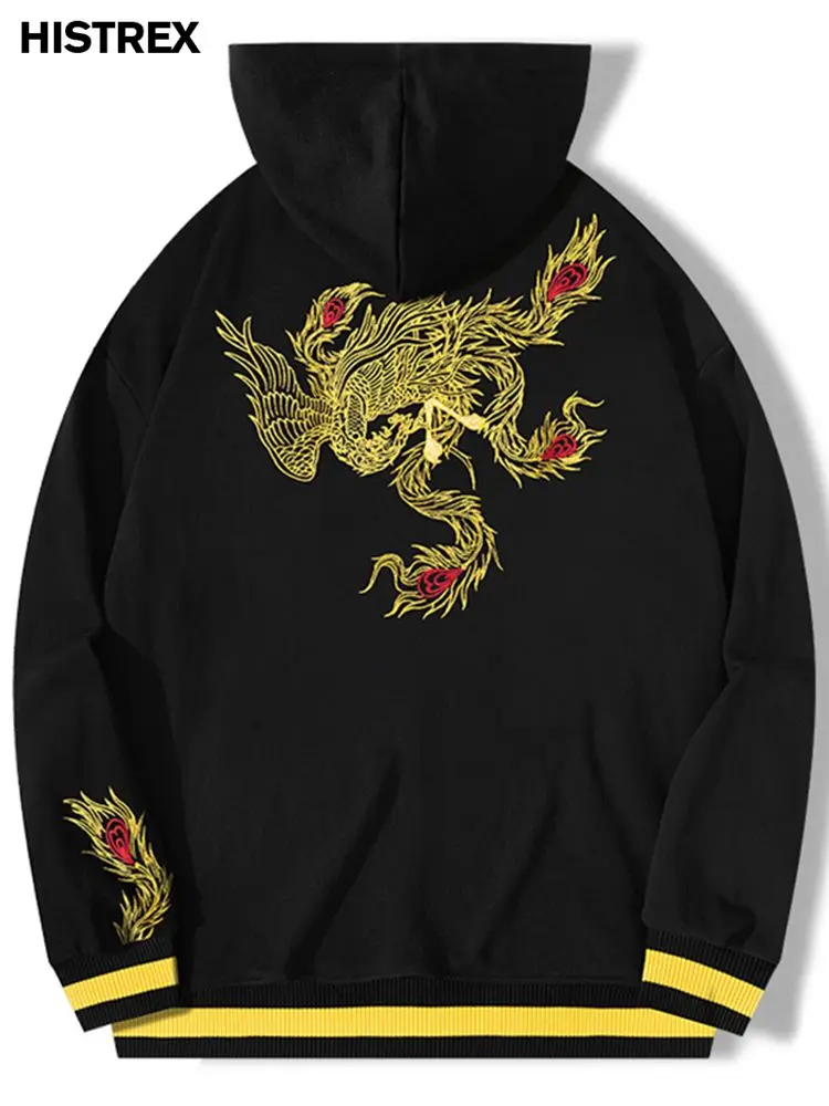 

HISTREX 100% Cotton Hoodie Men,Embroidery China Dragon Streetwear,Autumn Winter Kanji Sweatshirt,Fashion Women Hip Hop Clothing