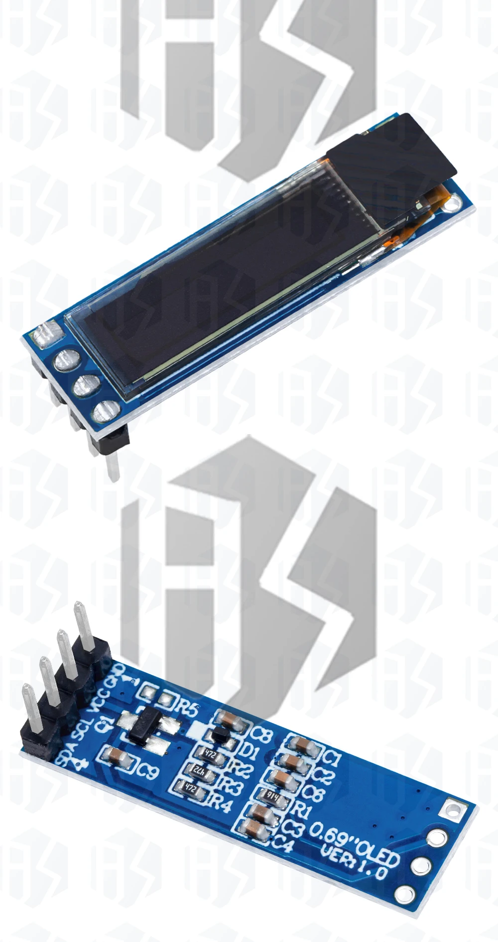 0,69 Zoll 96x16 oled Display Modul weißes Display 0.69 "ssd1306 LCD-Bildschirm Steuer karte für Arduino 3-5,5 V iic Schnitts telle – Detail 5