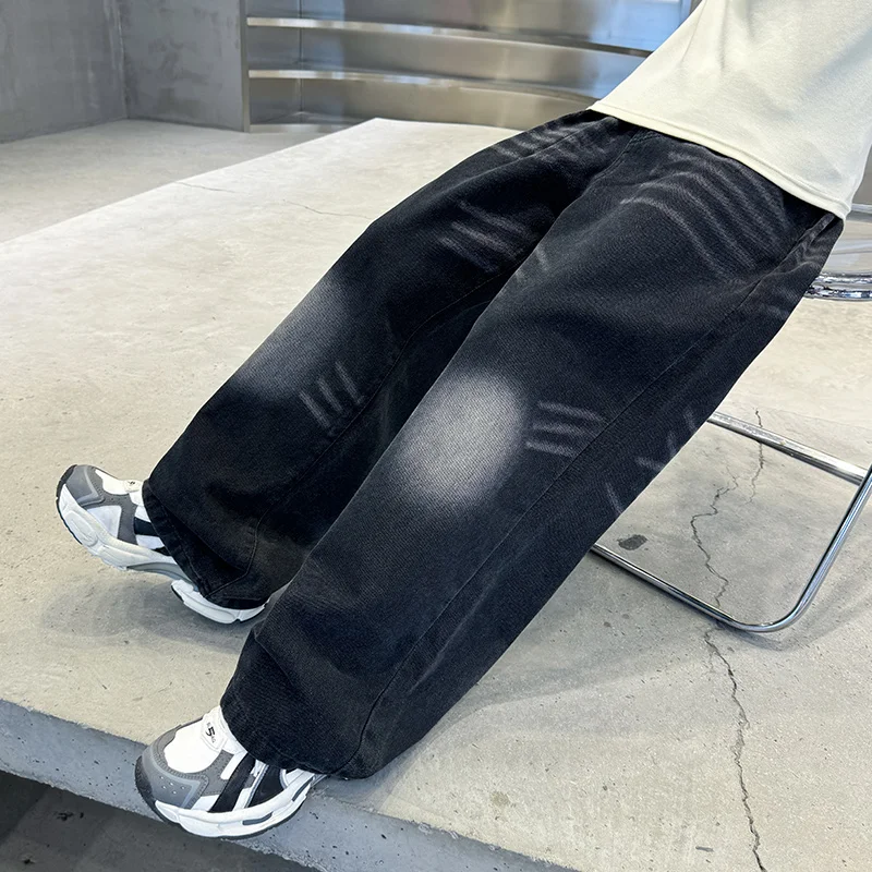 봄 가을 신상품 아동 남아 턱수염 청바지 414세 패션 바지 청소년 스타일리시 스트레이트 컷 데님 팬츠