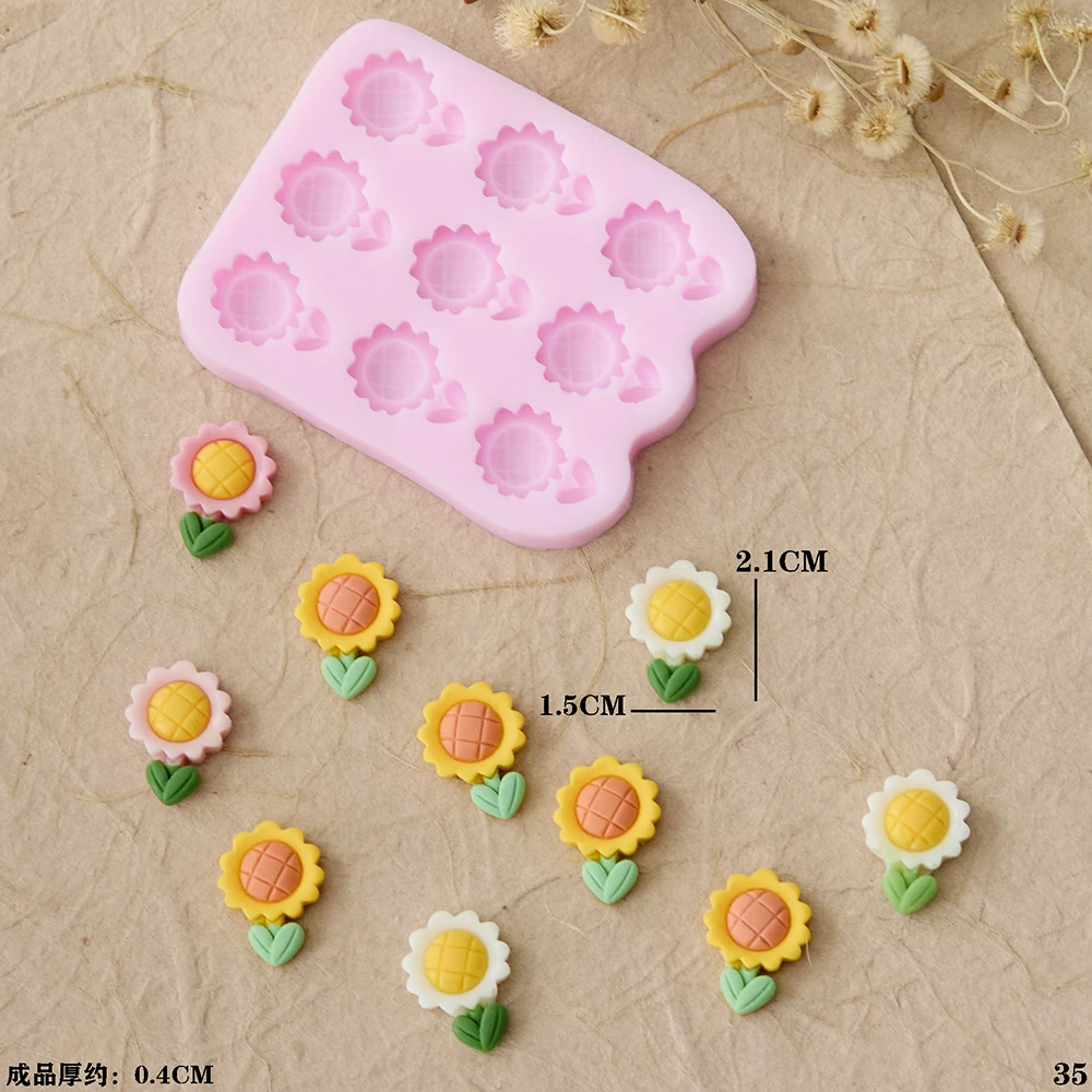 3D 9-Cavity Flower Silicone Mold – Sunflowers Design for Fondant, Candy, Chocolate, Cak... - SKU FSM01228 - UGI Packaging