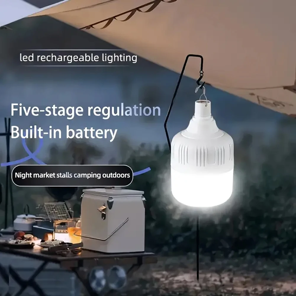 1PC Outdoor USB Rechargeable LED Lamp Bulbs 60W Emergency Light Hook Up Camping Fishing Portable Lantern Night Lights