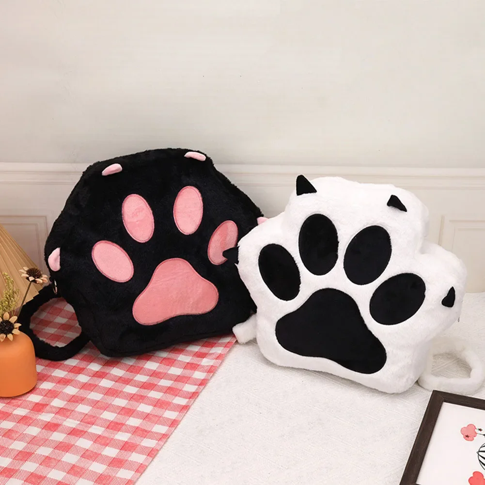 Cute Cat Paw Plush Backpack with Adjustable Straps Sweet School Bag JK Girls Bag Cartoon Backpack for Women Girls 1