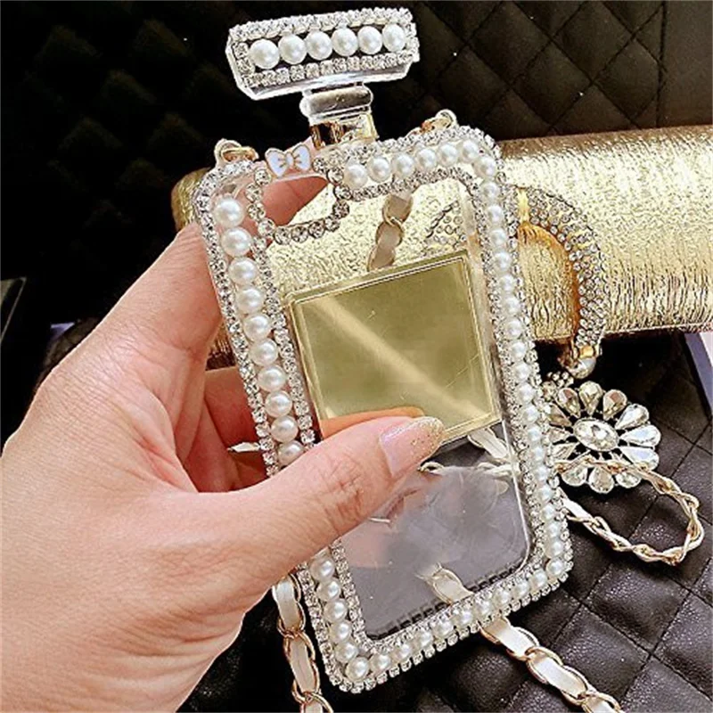 Fashion Bling Diamond Pearl Perfume Bottle Chain Handbag Cover For iPhone  13 14 12 11 Pro X XS MAX XR 15 7 8 Plus Phone Case - AliExpress