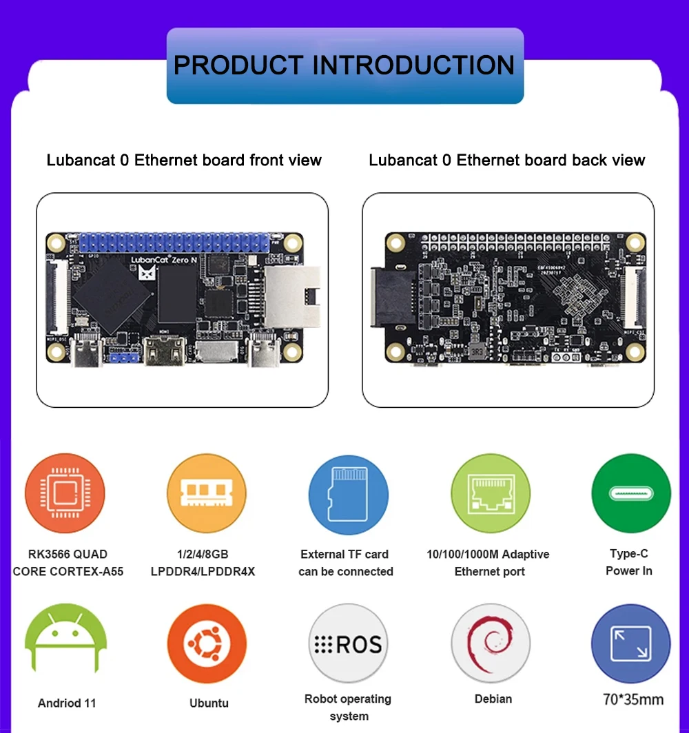 LubanCat Zero N Development Board Network Port Version Rockchip RK3566 Card Comp