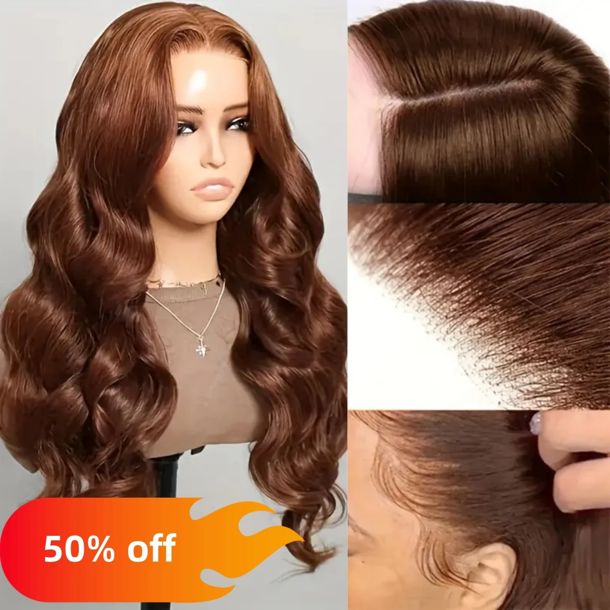 

Парик женский шоколадно-коричневый, 13x4, 13x6, без клея