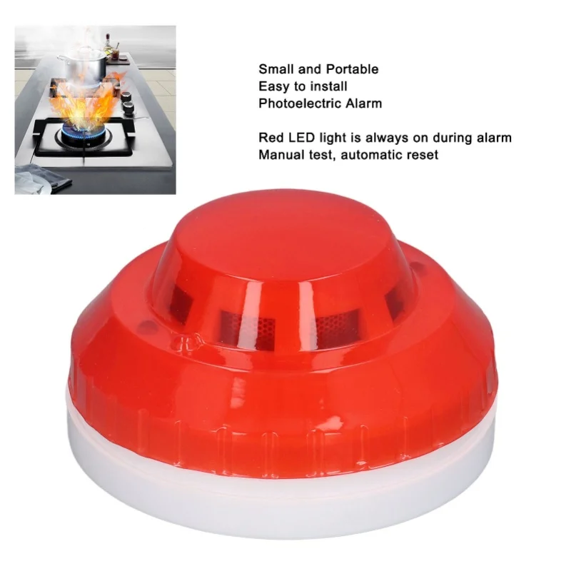 Smoke Detector Photoelectric Prevent Interference Small Wired Fire Alarm For Home Hotel Factory DC 12-24V - 3
