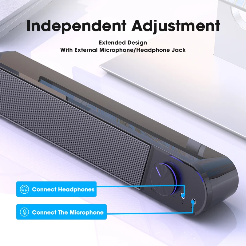Computer Speaker With Mic Desktop Sound Bar Subwoofer Speakers USB AUX Wired Soundbar for Macbook Laptop Notebook PC Loudspeaker desktop speakers,computer speaker