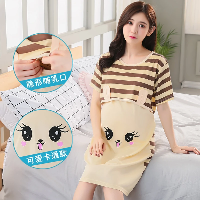 Summer Maternity Breastfeed Nursing Nightgowns Room Wear Nightie Mothers Nightwear Breast Feeding Clothes Pregnancy Nightdress
