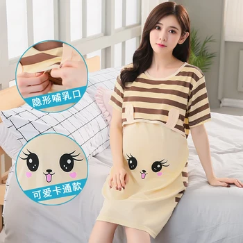 Summer Maternity Breastfeed Nursing Nightgowns Room Wear Nightie Mothers Nightwear Breast Feeding Clothes Pregnancy Nightdress
