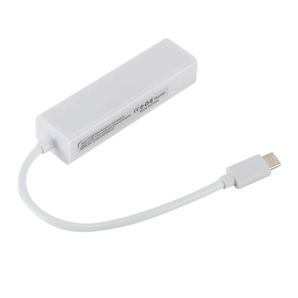 Usb 3.1 tipo c para Ethernet Adaptador de Rede Lan Splitter para Macbook Pro Laptop Portas 100mbps Rj45 Usb 3.1 - Imagem 2