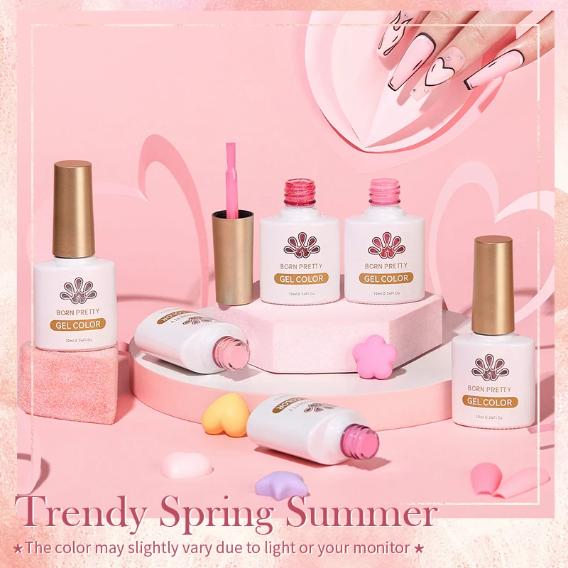 BORN PRETTY Nude Colors Soak Off UV Gel Polish Semi Permanent Soak Off UV Gel 10ml Pink Yellow Purple Nail Gel Varnish