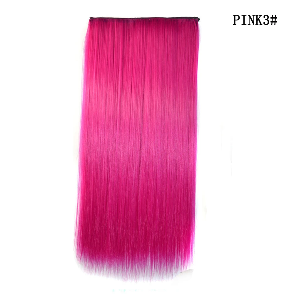 24 Zoll synthetische einteilige 5 Clips in Haarverlängerungen lange gerade Hochtemperaturfaser buntes Haarteil für Frauen – Detail 8