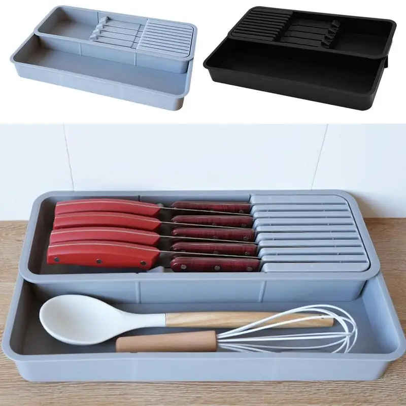 

Knife Fork Compartment Storage Box Cutlery Spoon Box Divider Organizer Extended Shelf Detachable Partition Design For Kitchen