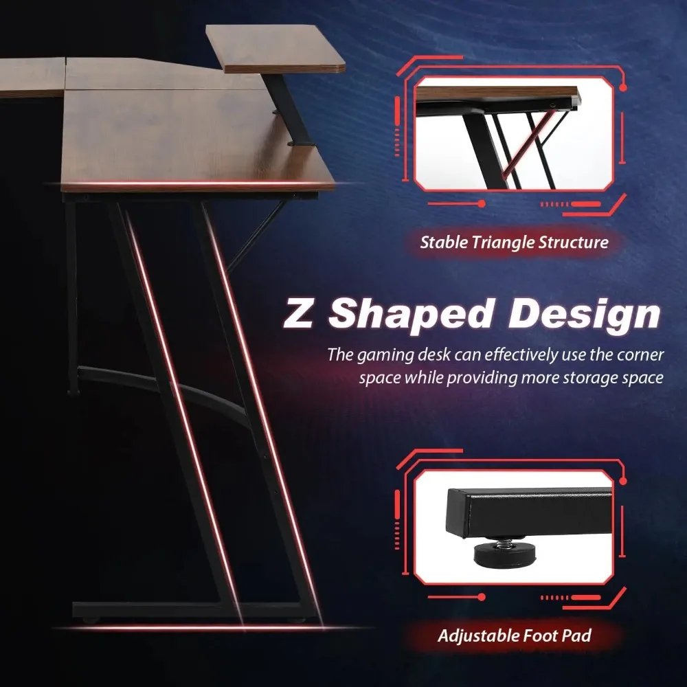 L Shaped Desk Corner Gaming Desk Computer Desk with Large Desktop Studying and Working  for Home and Work Place 6