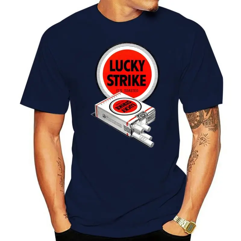 Lucky Strike T-Shirt Uomo Strike Sigarette Tabacco Smoke Smoker Pack Retro