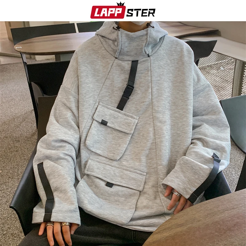 

LAPPSTER Oversized Pockets Y2k Hooded Hoodie 2023 New In Winter Designer Korean Fashion Sweatshirts Causal Harajuku Pullover